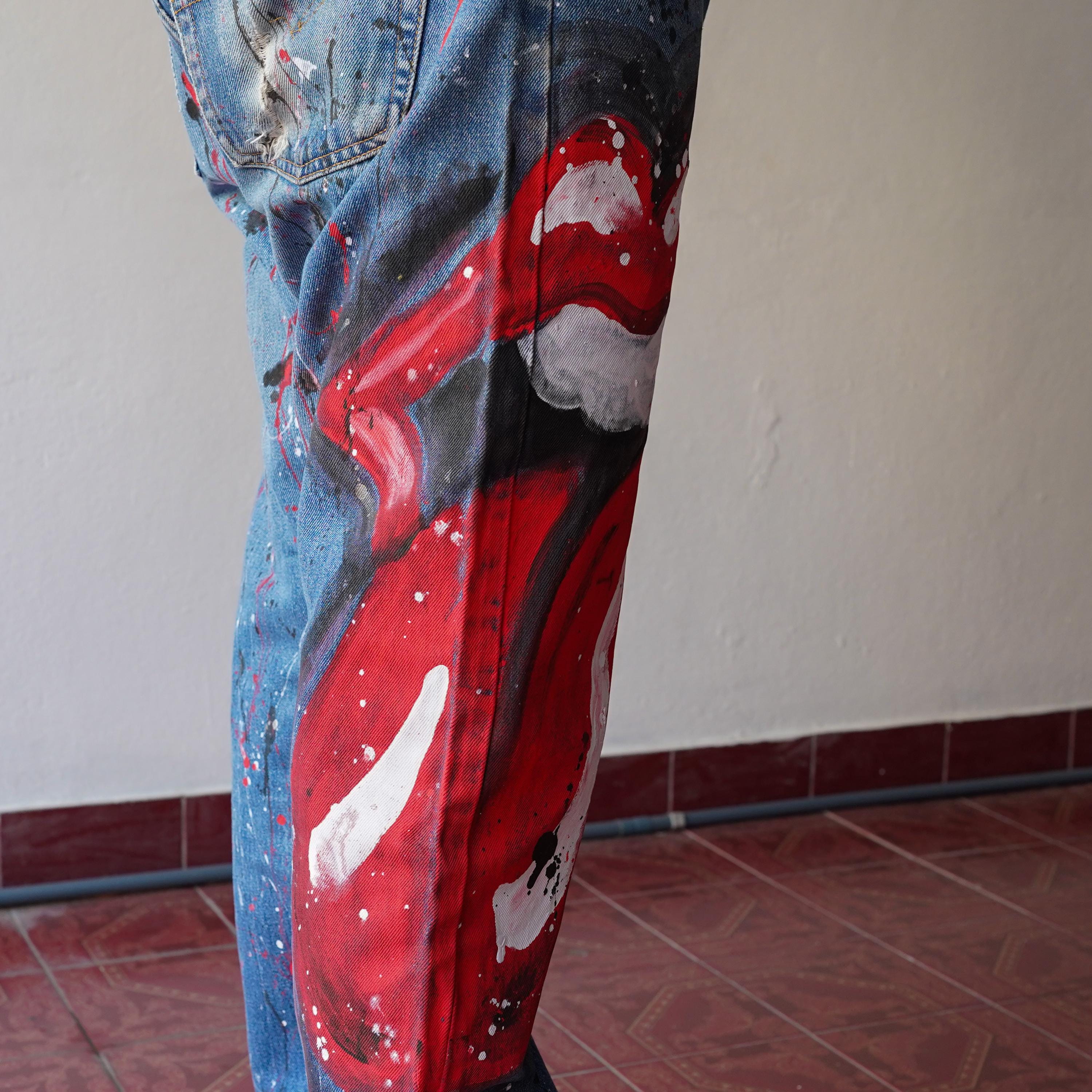 パンツ 2000's archive paint design denim pants Hand-painted Pop Art Vintage Jeans: 32