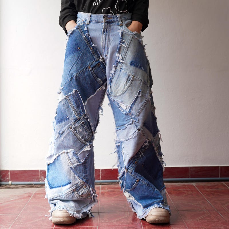 Boho Patchwork Flare Jeans main image 1