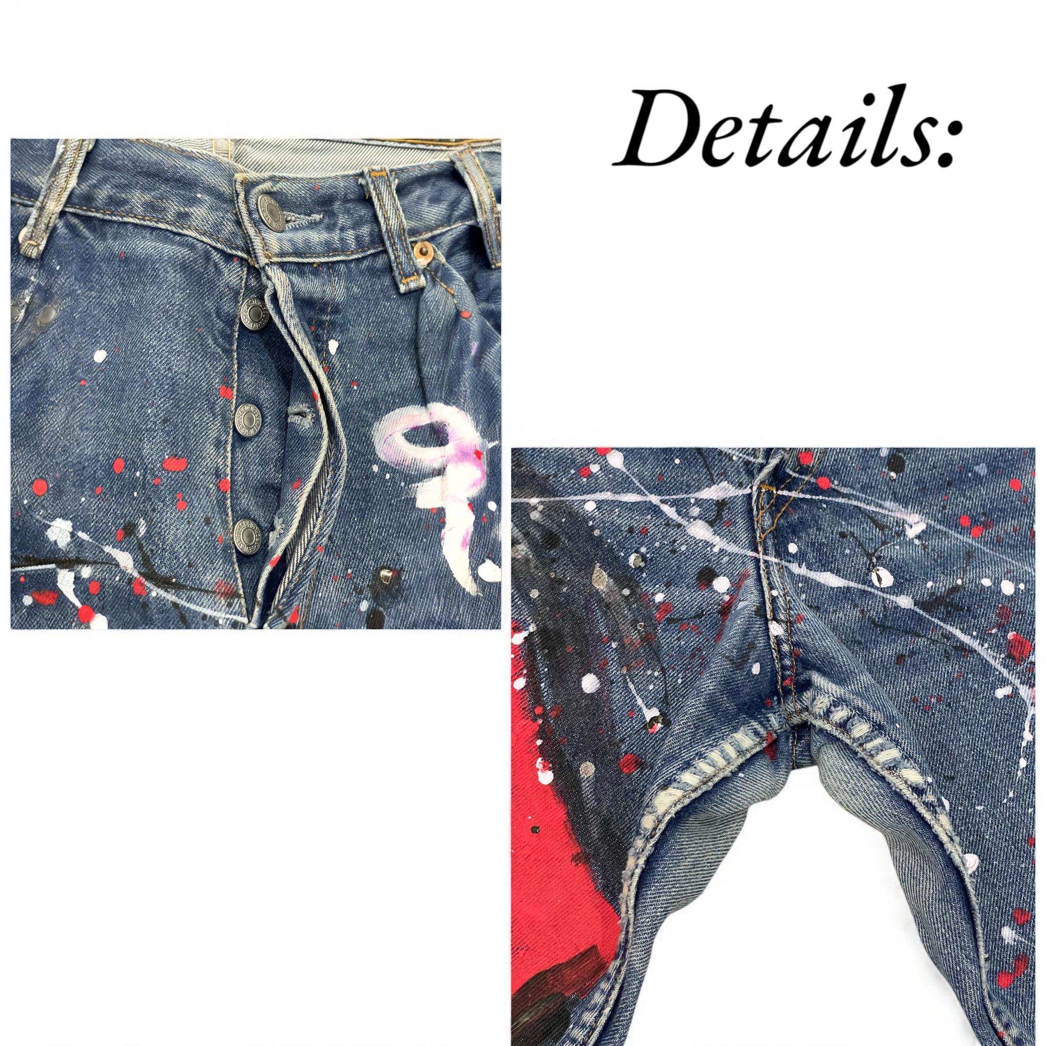 パンツ 2000's archive paint design denim pants Hand-painted Pop Art Vintage Jeans: 32
