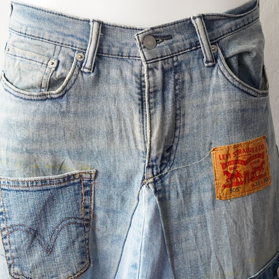 Upcycled Patchwork Denim Skirt – Ripped Asymmetri… - image 6