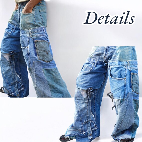 パンツ UE PATCHWORKED DENIM WIDE-FIT JEANS 30