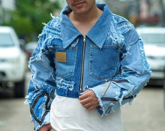 Vintage 00's True Religion Patchwork Denim Jacket Size L - Etsy