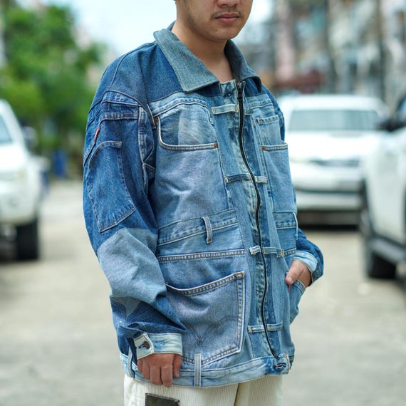 Handcrafted Upcycled Denim Patchwork Shacket – Re… - image 4