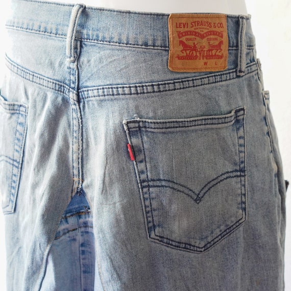 Upcycled Patchwork Denim Skirt – Ripped Asymmetri… - image 9