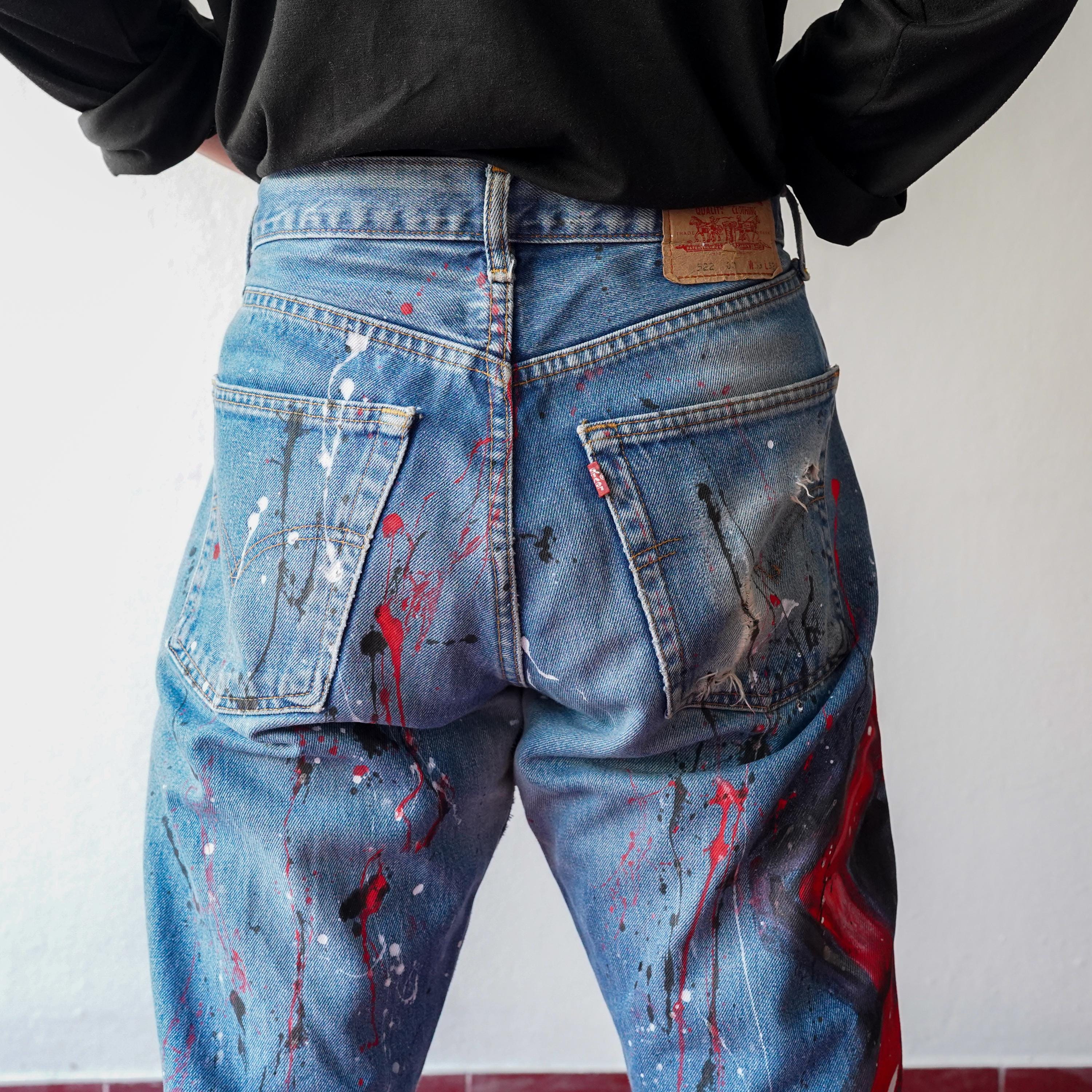 【ROMANTIC CROWN】24FW★ SPLASH PAINTING DENIM PANTS SPLASH PAINTING DENIM PANTS - ROMANTIC CROWN | 60% - Asian