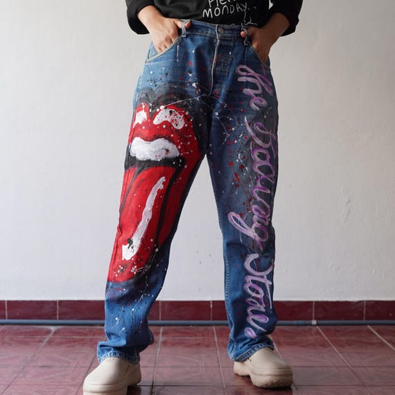 Hand-painted Pop Art Vintage Jeans: 32