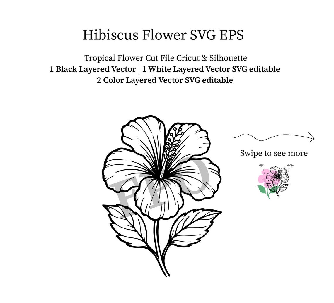 Hibiscus Flower SVG: Tropical Floral Cut File for Cricut - Etsy
