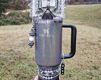 Midnight Glitz tumbler bow