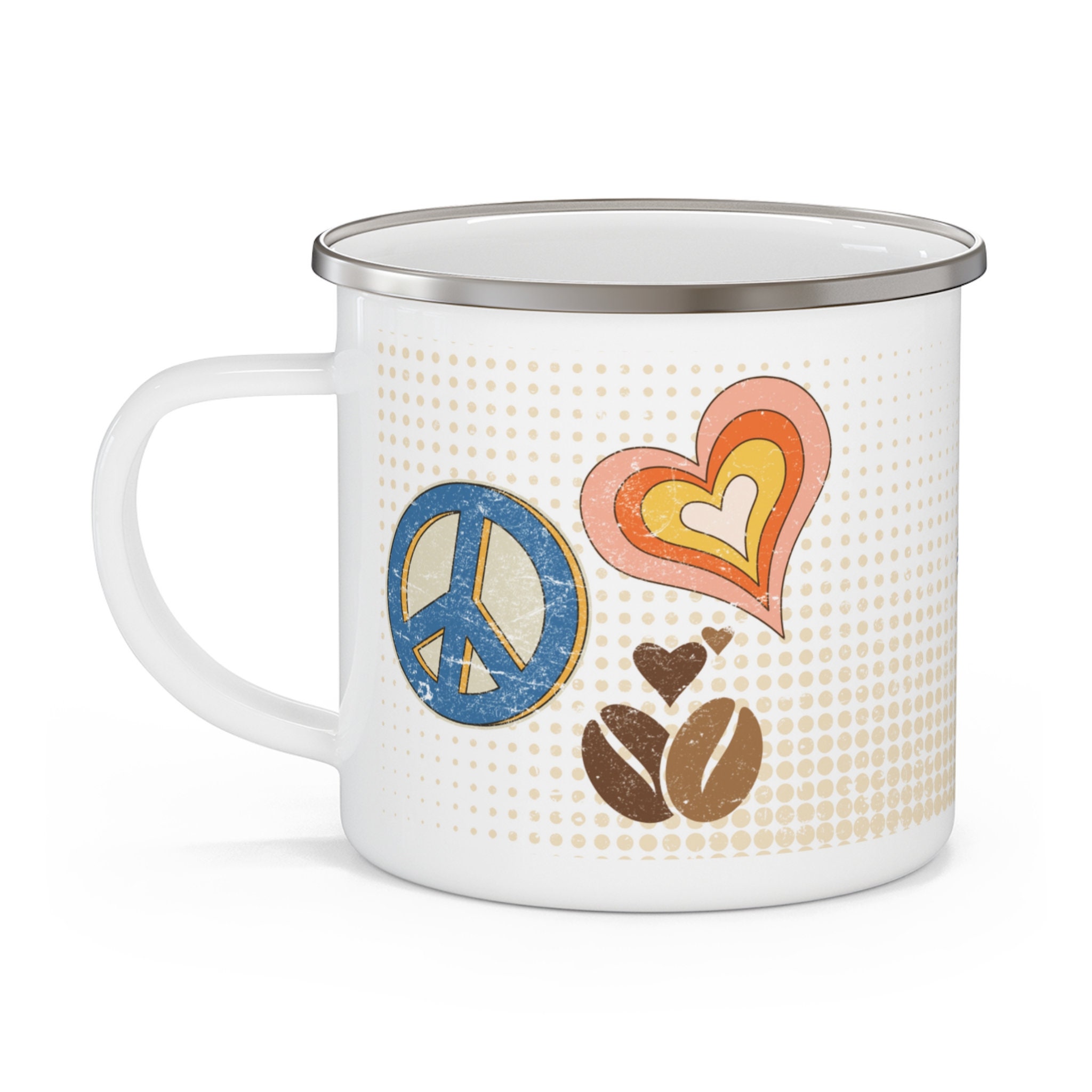 Peace Love Coffee, Retro 70s Style Vintage Enamel Camping Mug, 12 Oz - Etsy
