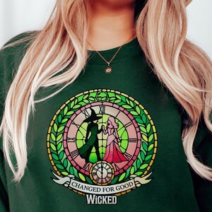 Wicked Movie Stained Glass Sweatshirt Defying Gravity Wicked Movie Fan Gift Broadway Gift Musical Gift Theater Lover Gift Musical Gift