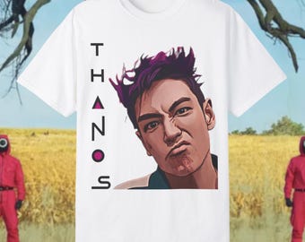 イカゲーム T.O.P THANOS T-shirt Mサイズ 白/ピンク Squid Games Thanos T-Shirt, Player 230 Shirt, Unisex Tee