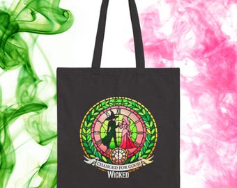 WZMPA Glinda & Elphaba Musical Tote Bag | Broadway Wicked Fans Gift, Defying Gravity Shoulder Bag, Canvas Tote Merch