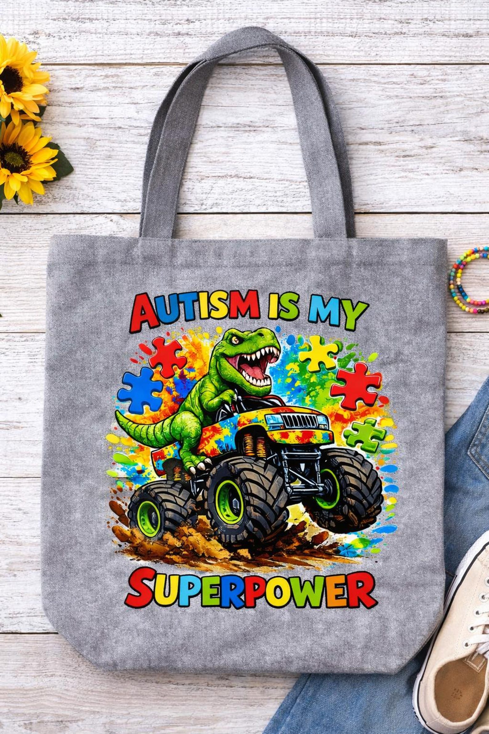 Autism is My Superpower PNG, Dinosaur Monster Truck Autism Shirt Design ...