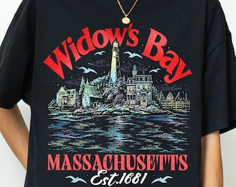 Widow's Bay Massachusetts T-Shirt, Retro Spooky Travel Postcard T-Shirt, Retro TV Show Graphic Tee, Dark Academia Fall Clothing, Horror Fan