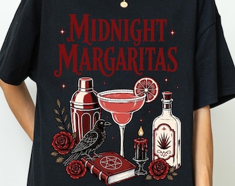 Midnight Margaritas T-Shirt, Practical Magic Inspired T-Shirt, Vintage Witchy Cocktail T-Shirt, Halloween Movie T-Shirt, Spooky Season Gift