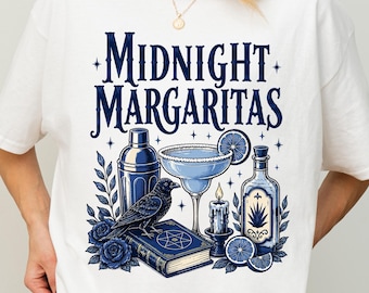 Midnight Margaritas T-Shirt, Practical Magic Inspired T-Shirt, Vintage Witchy Cocktail T-Shirt, Halloween Movie T-Shirt, Spooky Season Gift