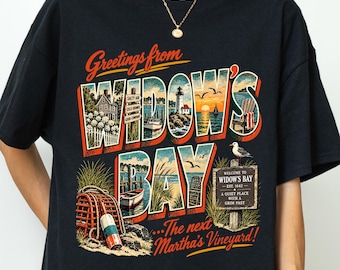 Widow's Bay Massachusetts T-Shirt, Retro Spooky Travel Postcard T-Shirt, Retro TV Show Graphic Tee, Dark Academia Fall Clothing, Horror Fan