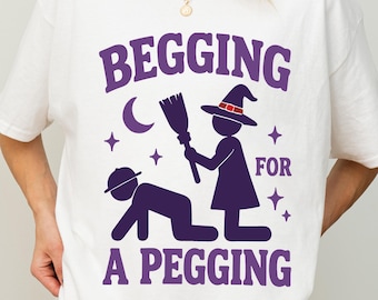 Begging For Pegging T-Shirt, Funny Adult T-Shirt, Vulgar and Offensive T-Shirt, Absurd T-Shirt, Inappropriate Funny Gift, Shitpost T-Shirt