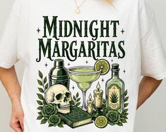 Midnight Margaritas T-Shirt, Practical Magic Inspired T-Shirt, Vintage Witchy Cocktail T-Shirt, Halloween Movie T-Shirt, Spooky Season Gift