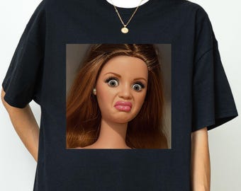 Funny "Disgusted" Doll Face Meme T-Shirt, Tik Tok Trending Tee, Women's Funny T-Shirt ,Popular Tshirt Gen Z, Gift For Woman, Weird Shirt