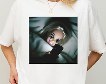Funny Distressed Doll Face Meme T-Shirt, Tik Tok Trending Tee, Women's Funny T-Shirt ,Popular Tshirt Gen Z, Gift For Woman, Weird Shirt