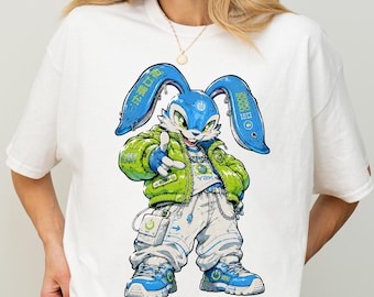 Frutiger Aero Cyber Bunny T-Shirt, Retro Glitchcore Dreamcore, Vaporwave Tee, Aesthetic Y2K, Frugiter Aero, 2000s Webcore Nostalgia