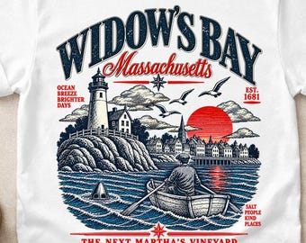 Widow's Bay Massachusetts T-Shirt, Retro Spooky Travel Postcard T-Shirt, Retro TV Show Graphic Tee, Dark Academia Fall Clothing, Horror Fan
