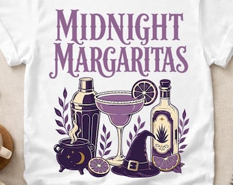 Midnight Margaritas T-Shirt, Margarita T-Shirt, Vintage Witchy Cocktail T-Shirt, Halloween Movie T-Shirt, Spooky Season Gift, Halloween Gift