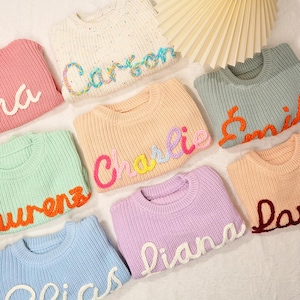Custom Baby Name Sweater, Baby Name Sweater, Hand Embroidered Baby Sweater, Toddler Sweaters, Knit Sweater, Baby Jumper, First Birthday Gift