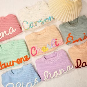 Custom Baby Name Sweater, Baby Name Sweater, Hand Embroidered Baby Sweater, Toddler Sweaters, Knit Sweater, Baby Jumper, First Birthday Gift