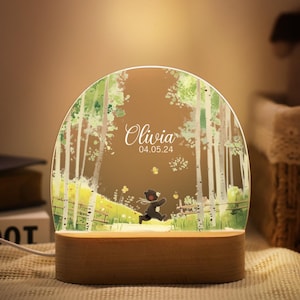 Personalized Baby Night Light,Baby Light Up with Name Date,Acrylic Night Light,Bedside Lamp,Baptism Gift Girl,Christening Gift,New Baby Gift