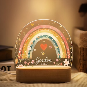 Personalized Night Light for Kids, Baby Girl Gift Rainbow Lamp, Custom Acrylic Night Light, Infant Gift, Personalized Lamp, Name Night Light