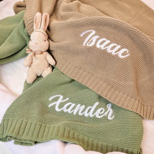 Personalized Baby Blanket, Embroidered Baby Blanket, Cozy Soft Cotton Knit Custom Name Blanket, Baby Shower Gift, Baby Gift for Newborns