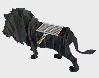 3D Lion BBQ or flower stand, CNC laser and plasma cutting dxf file.