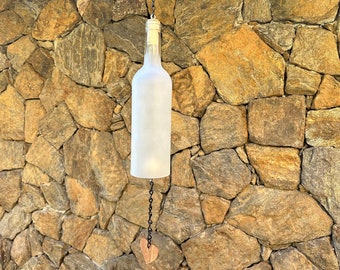 Frosted Wine bottle wind chime