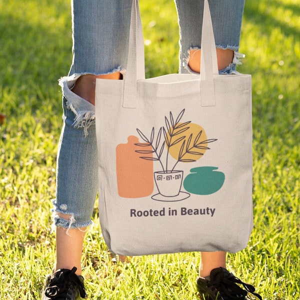 Printed Canvas Tote Bag Reusable Grocery Bag for Nature Lovers Eco-Friendly Carryall for Sustainable Shopping and Green Living