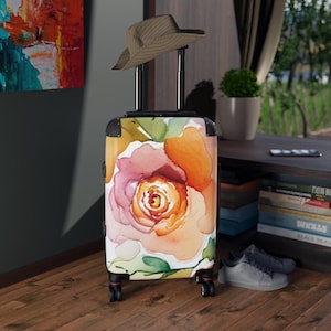 Wheeled Spinner Suitcase Floral Carry On Luggage Unique Custom Suitcase Durable Travel Bag Stylish Gift for Wife Gift Idea for Girlfriend
