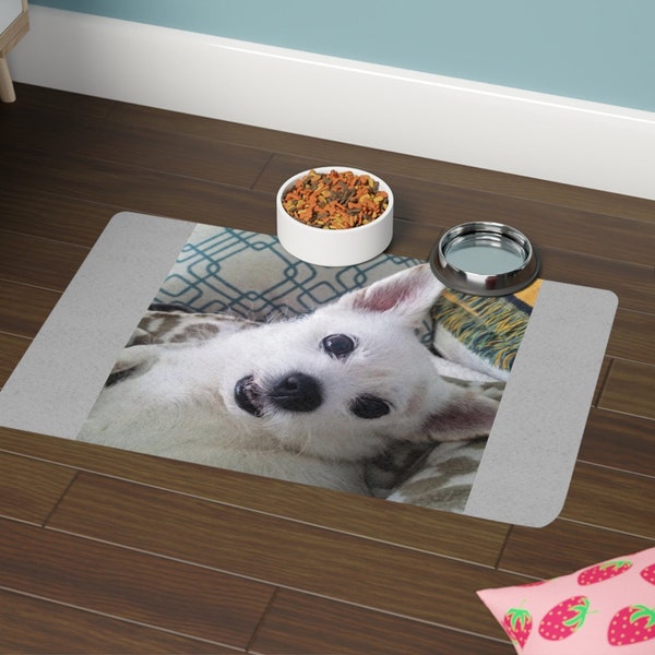 Cute Chihuahua Face Pet Food Mat (12x18), Cat, Dog Bowl Place Mat , New Puppy, Kitten Accessories, Dog and Animal Lovers Perfect Gift