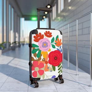 Floral Luggage Flower Design Suitcase with Wheels Travel Gear Custom Spinner Carry On Decorative Suitcase Stylish Women Vacation Travel Gift