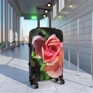 Pink Rose Floral Rolling Suitcase: Lightweight Carry-On Luggage