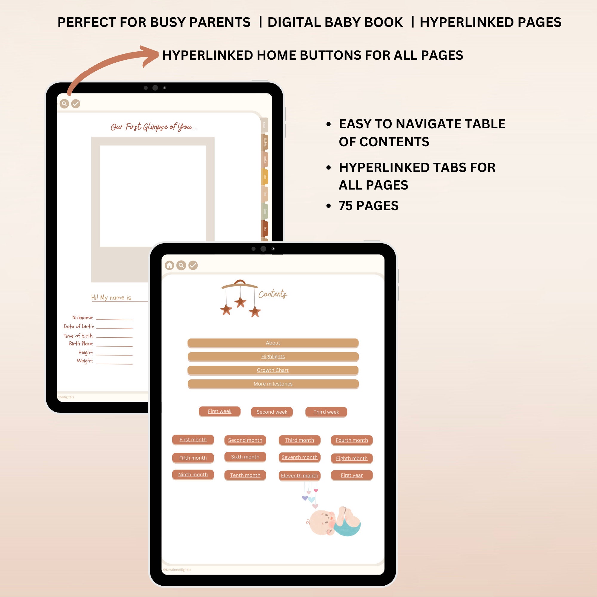 BOHO Digital Baby Book Journal, Baby First Year, Baby Memory Journal ...