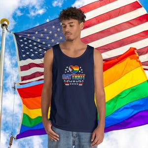 Gaytriot pride flag Unisex Heavy Cotton Tank, LGBTQ+ Apparel, Gay Pride Shirt, Summer Fashion