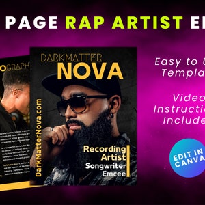 Hip Hop Media Kit, Music EPK, Media Kit Template, Canva Template