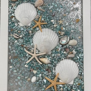 Seashell Starfish Resin Art: Coastal Beach House Decor