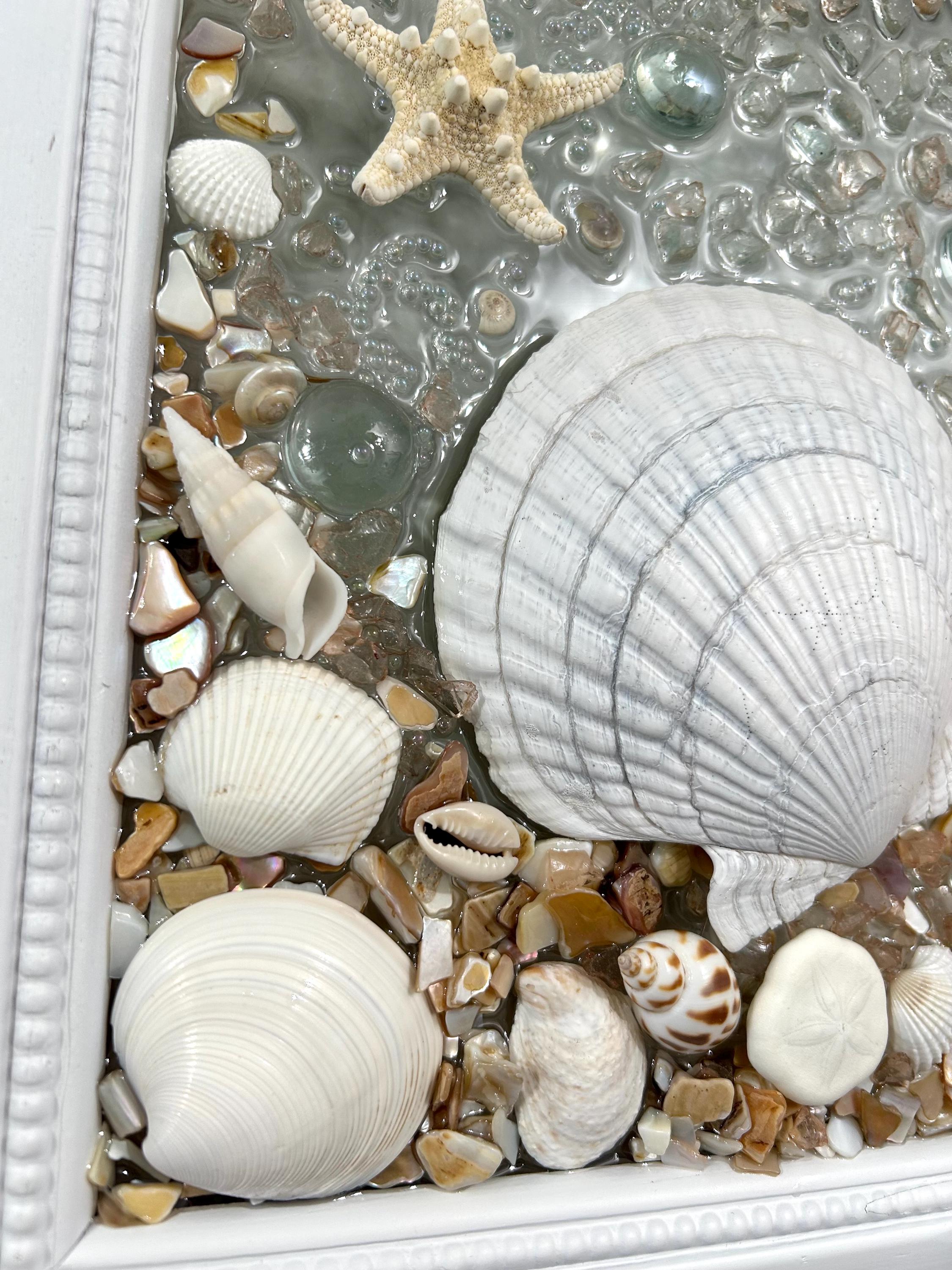 Seashell Sea Glass Resin Neutral Beach House Coastal Wall Art Decor ...