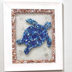 Sea Turtle Seashell Resin Art/Coastal Beach Home Decor/coastal beach window