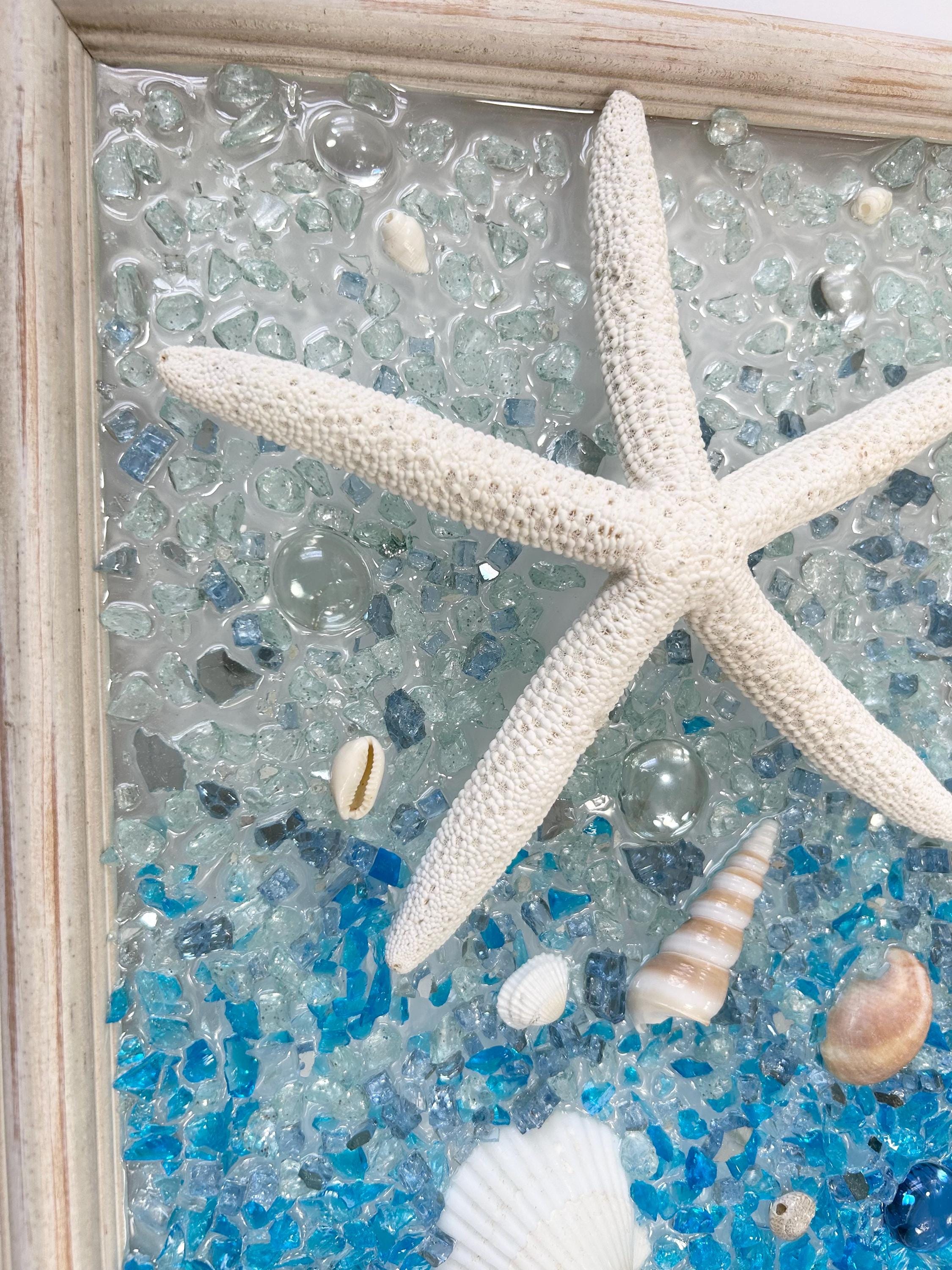 Sea Glass Resin Art: Starfish and Seashell Coastal Beach House Decor - Etsy
