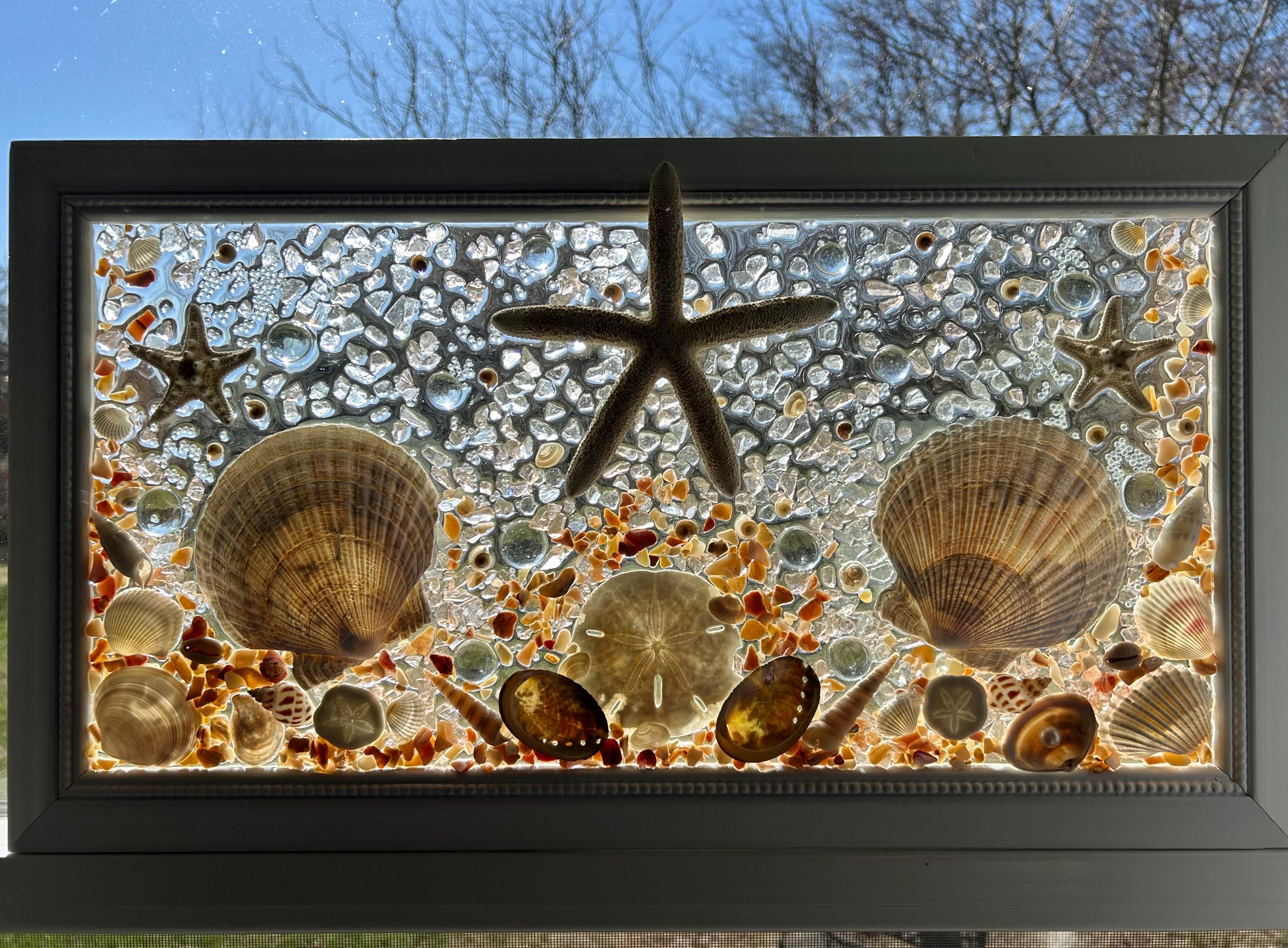 Seashell Sea Glass Resin Neutral Beach House Coastal Wall Art Decor ...