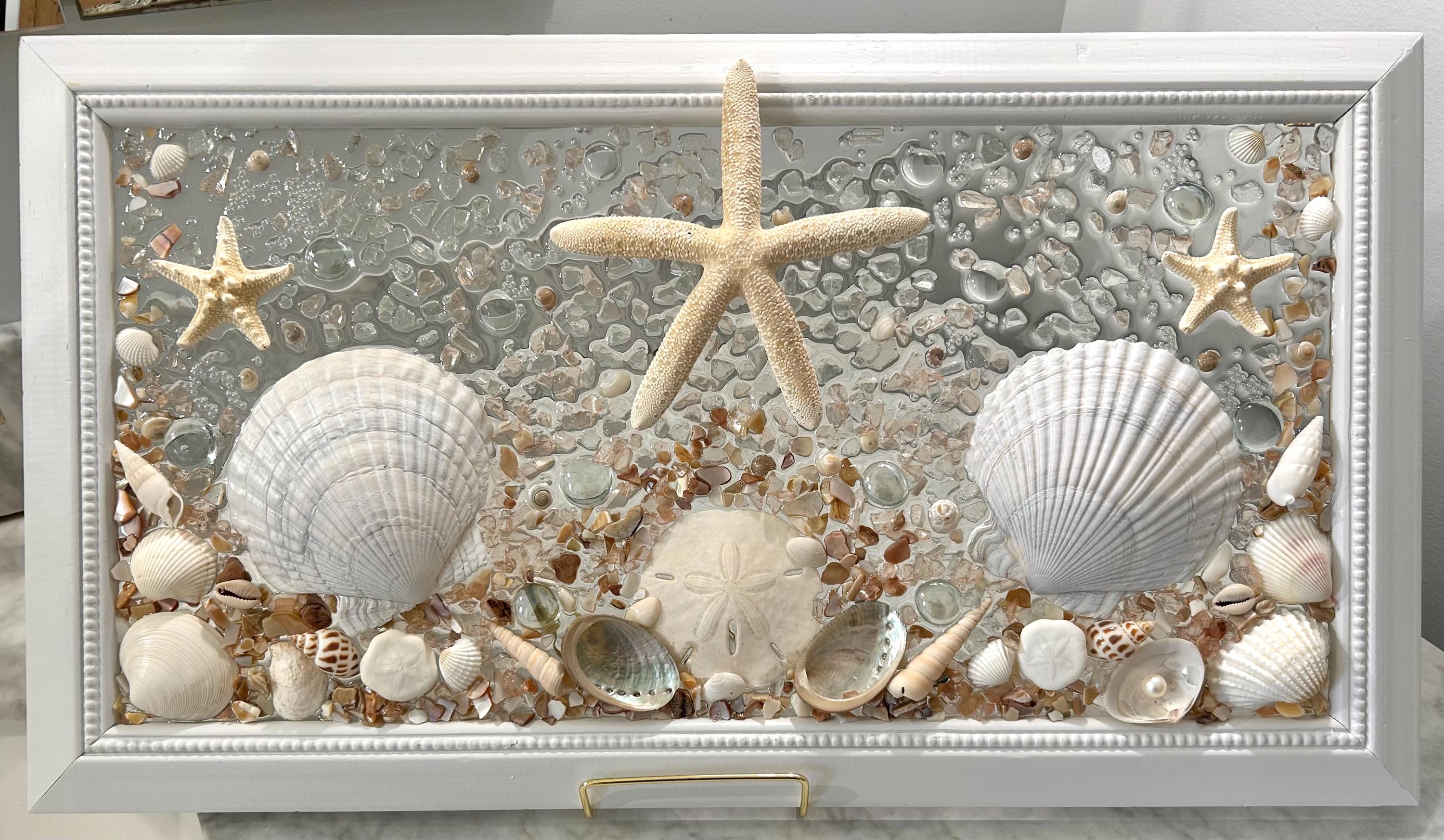 Seashell Sea Glass Resin Neutral Beach House Coastal Wall Art Decor ...