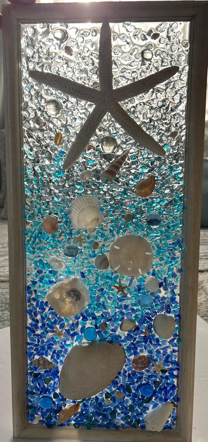 Sea Glass Resin Art: Starfish and Seashell Coastal Beach House Decor - Etsy